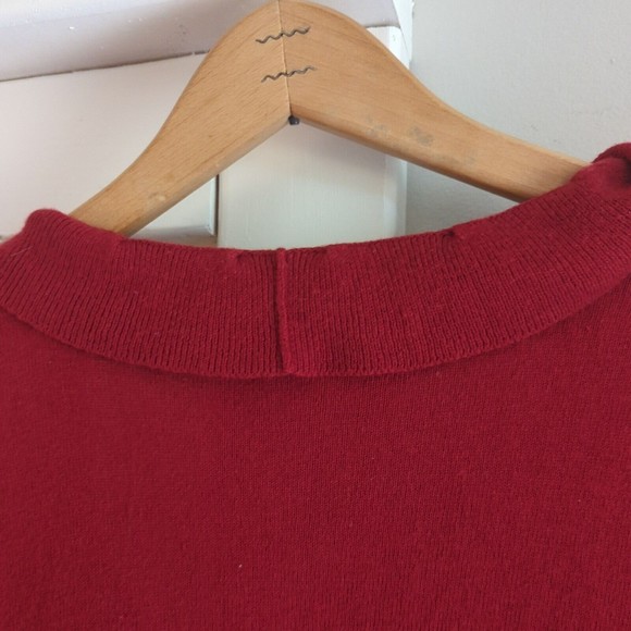 Chico's Women's Long Sleeve Top Size 1 Red Ruffle Open Wrap Drape Shawl Stretch - Picture 8 of 8